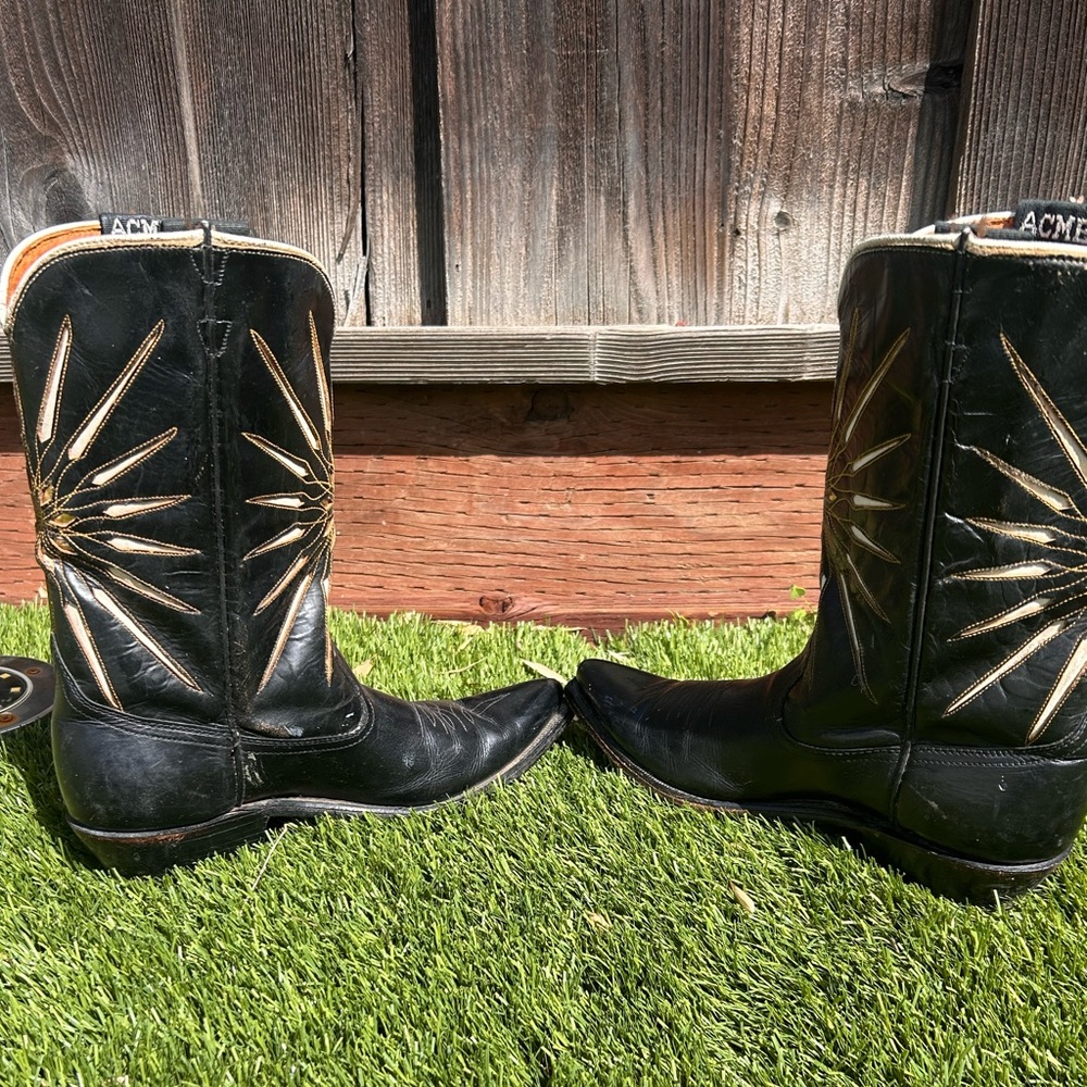ACME Black and Gold Cowboy Boots - Picture 4 of 7